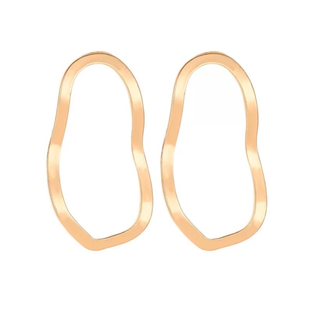 5/$25 Gold Hollow Oval Loop Earrings - Picture 3 of 4